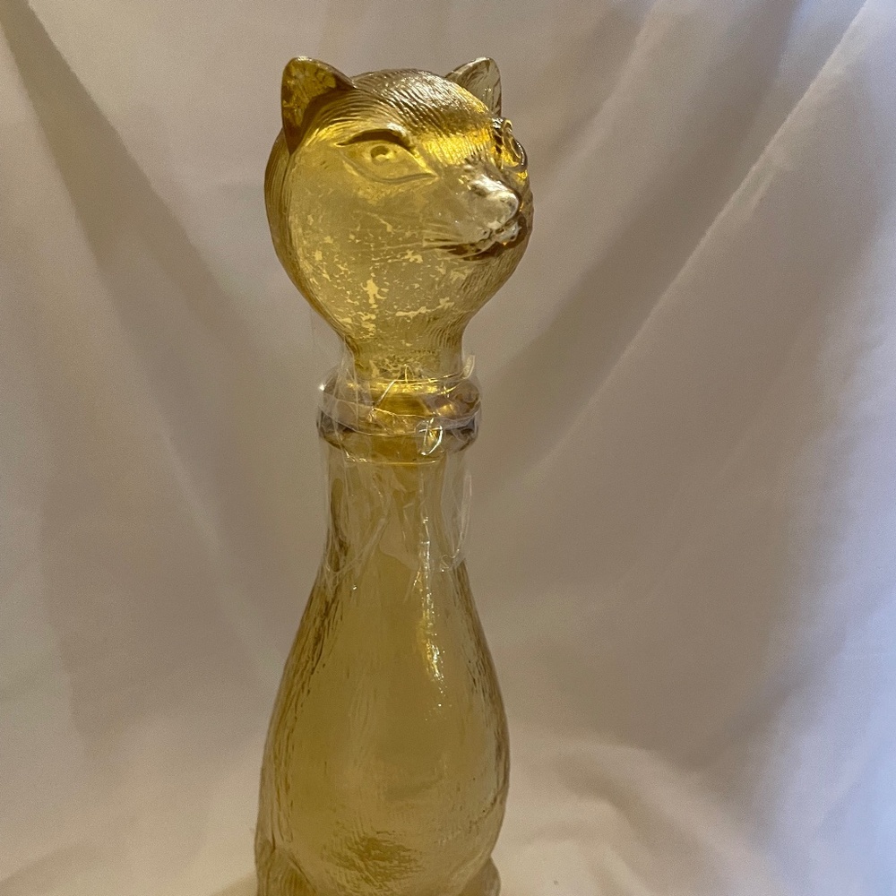 Rare Vintage 1960s Empoli Glass Cat Decanter